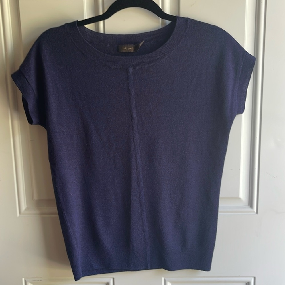 The Limited short sleeve navy sweater, small.
